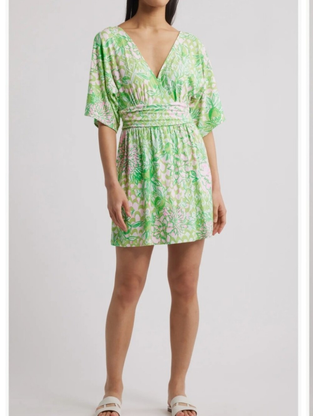 Lily Pulitzer Parigi Skirted Romper Light Green Pink Dress With Shorts 1 Piece